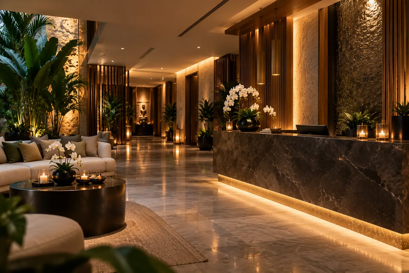 Reception of Green Mubazzarah Spa, a spa near you in Al Ain